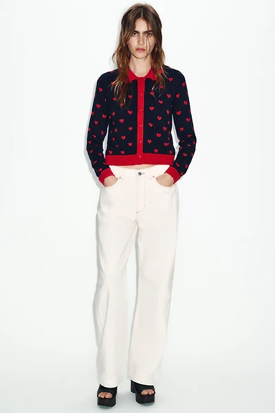 HEART JACQUARD CARDIGAN