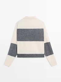 Pull en maille à col polo et rayures