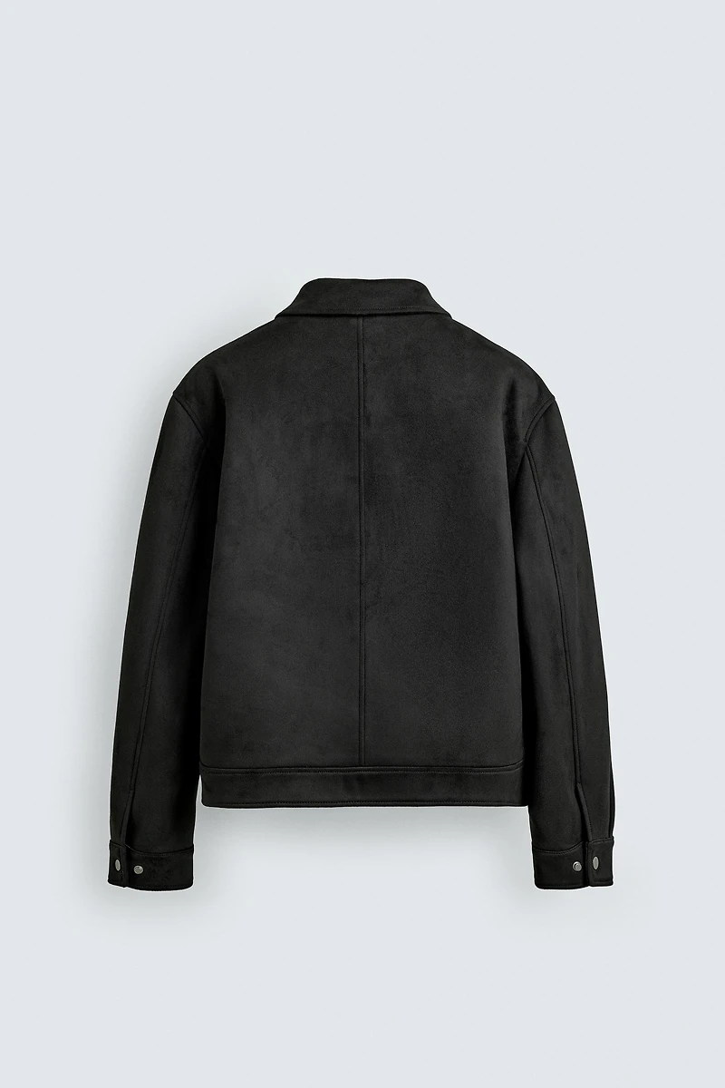 CROPPED FAUX SUEDE JACKET