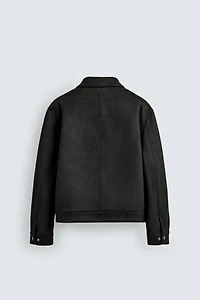 CROPPED FAUX SUEDE JACKET