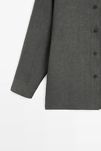 Melange linen overshirt with buckles
