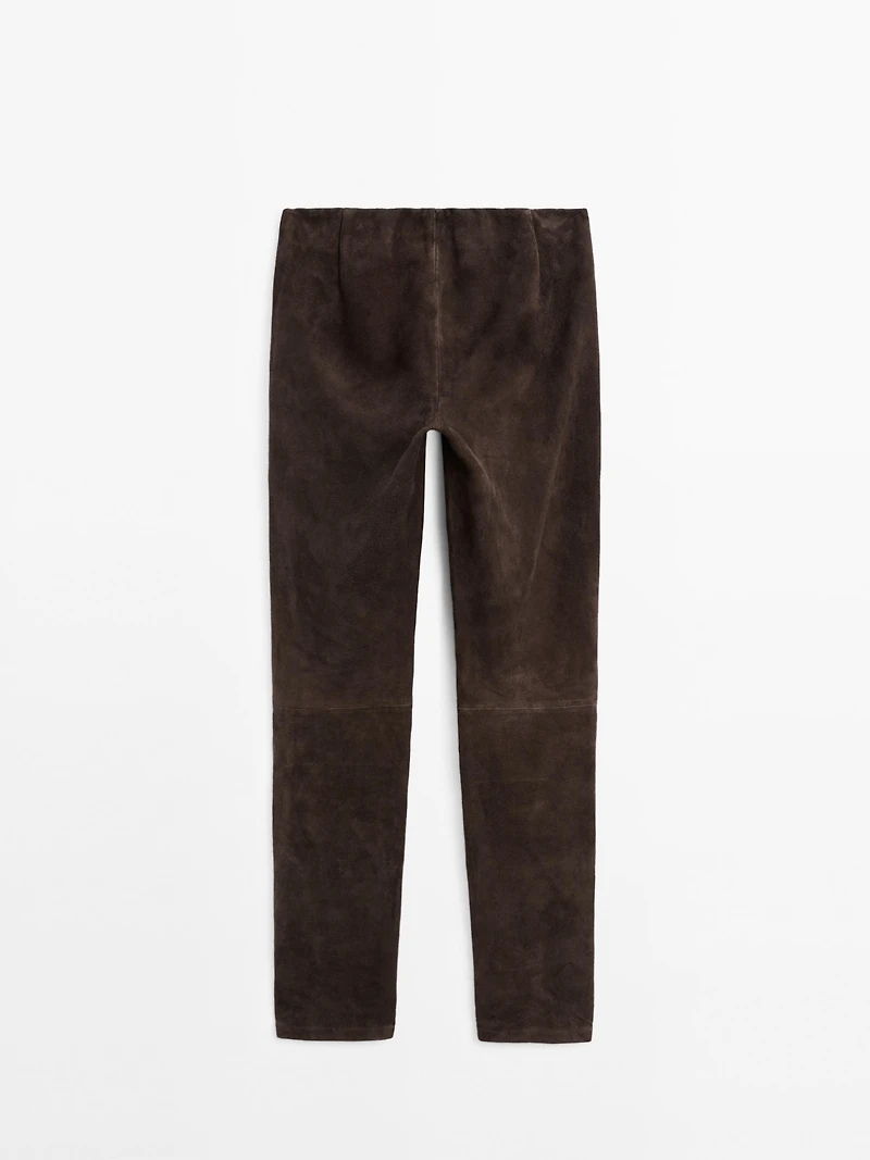 Leggings en cuir finition daim