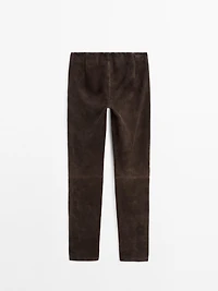 Leggings en cuir finition daim