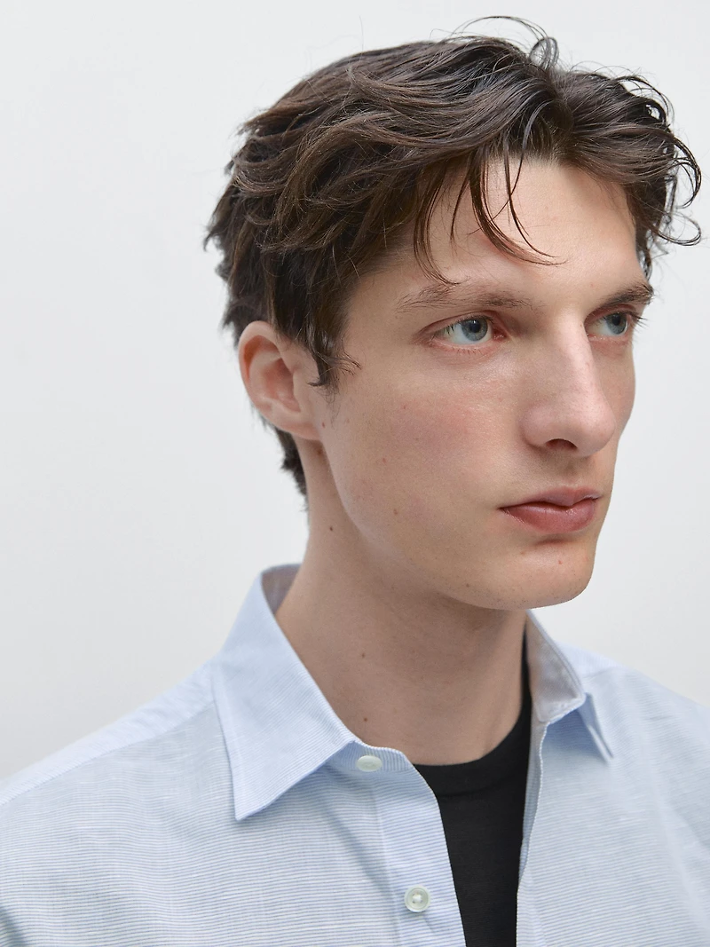 Regular fit linen blend shirt
