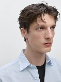 Regular fit linen blend shirt