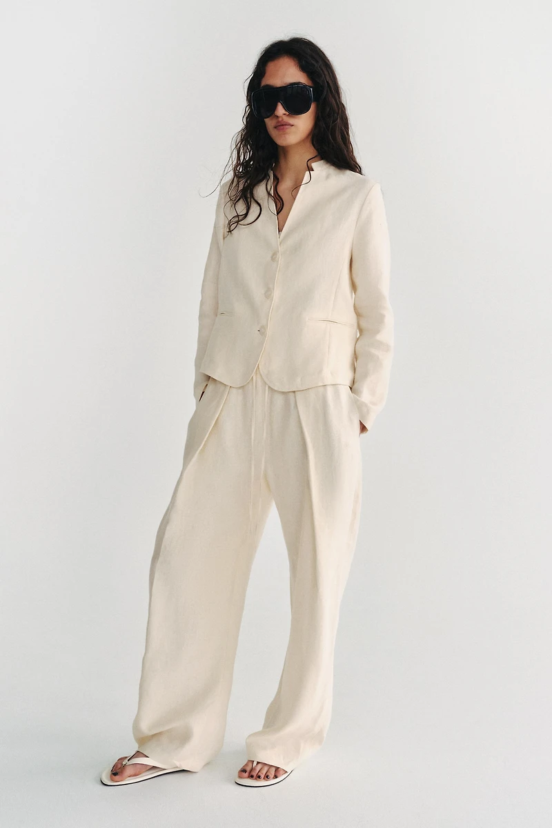 100% LINEN PLEATED PANTS ZW COLLECTION