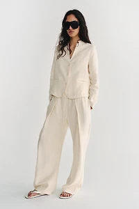 100% LINEN PLEATED PANTS ZW COLLECTION