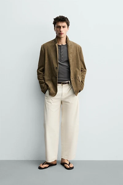 VESTE COUPE DÉCONTRACTÉE EN DAIM