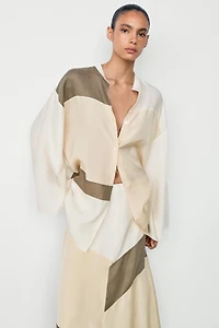 Jupe midi fluide patchwork