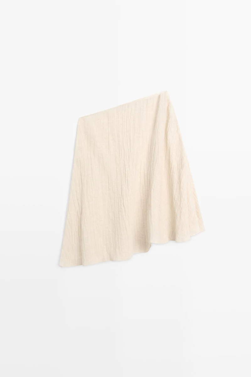 Top cape asymétrique total look lin mélangé