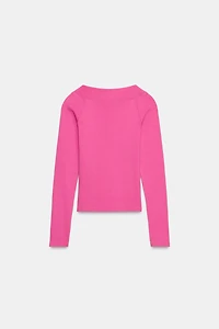 RIBBED BOAT NECK T-SHIRT