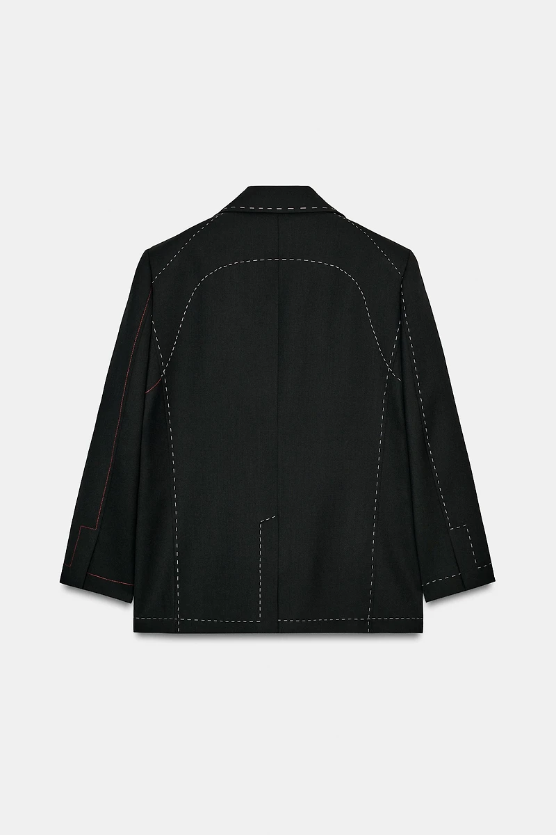 CONTRAST TOPSTITCHING BLAZER ZW COLLECTION LIMITED EDITION