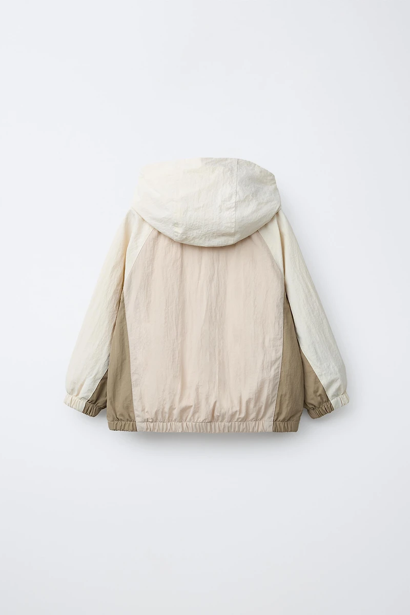 LIGHTWEIGHT COLORBLOCK WATER REPELLENT RAINCOAT