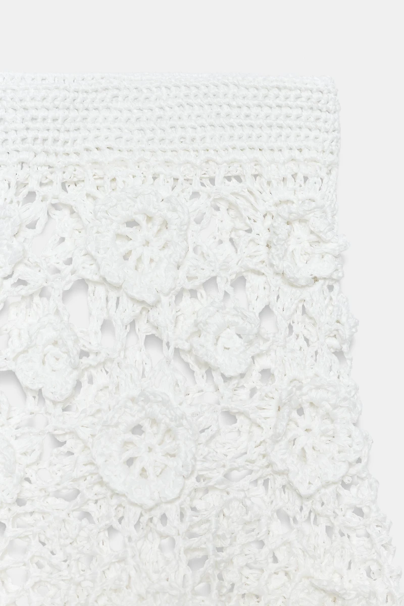 CROCHET FLORAL KNIT MIDI SKIRT
