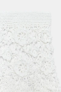 CROCHET FLORAL KNIT MIDI SKIRT