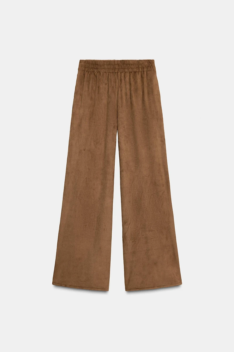 FAUX SUEDE WIDE LEG PANTS