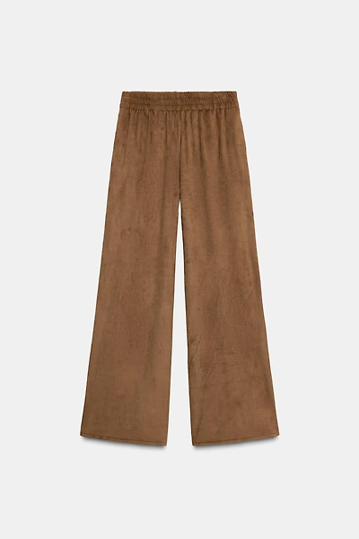 FAUX SUEDE WIDE LEG PANTS