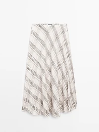 Flowing check midi skirt