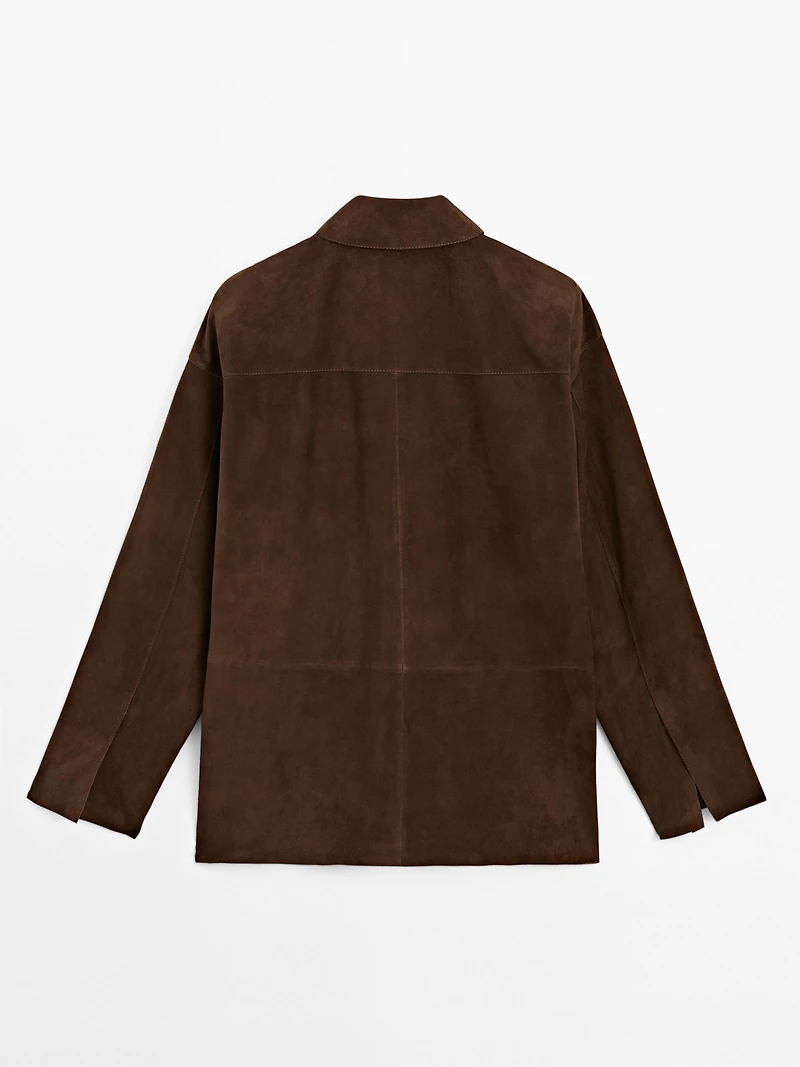 Suede leather overshirt