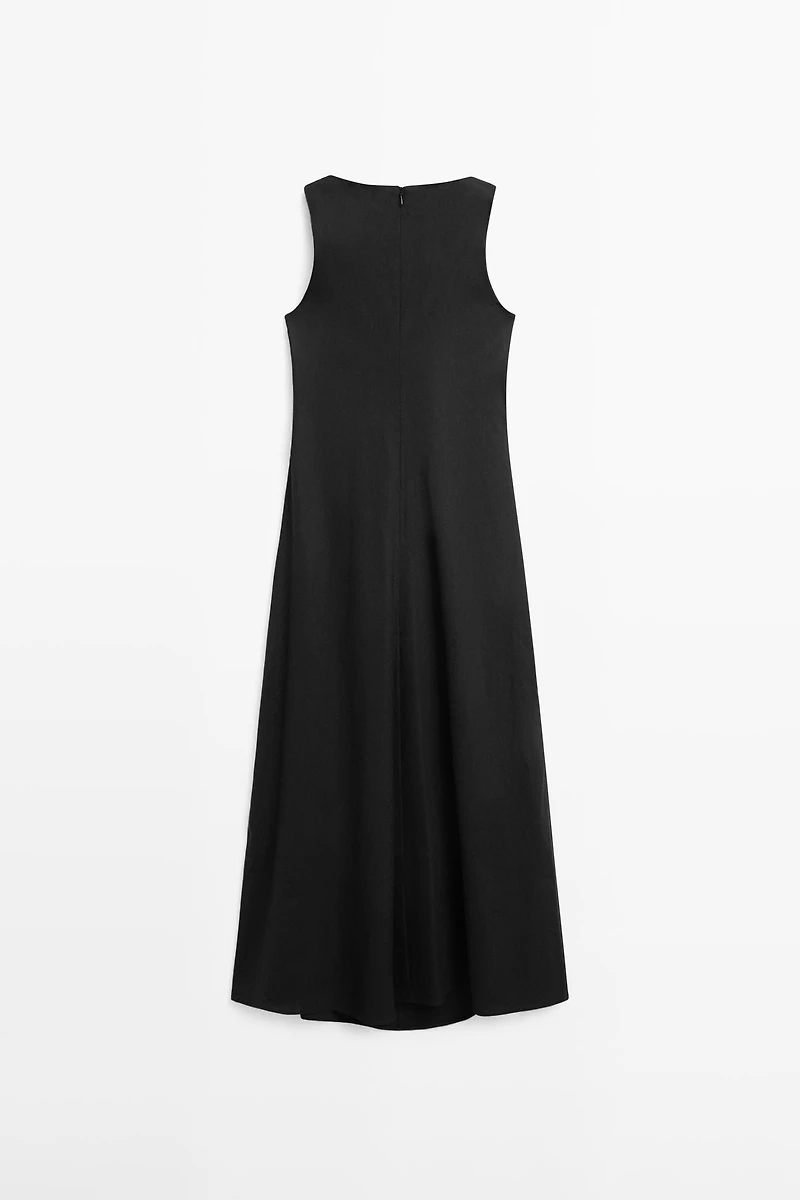 Long flowing linen blend dress