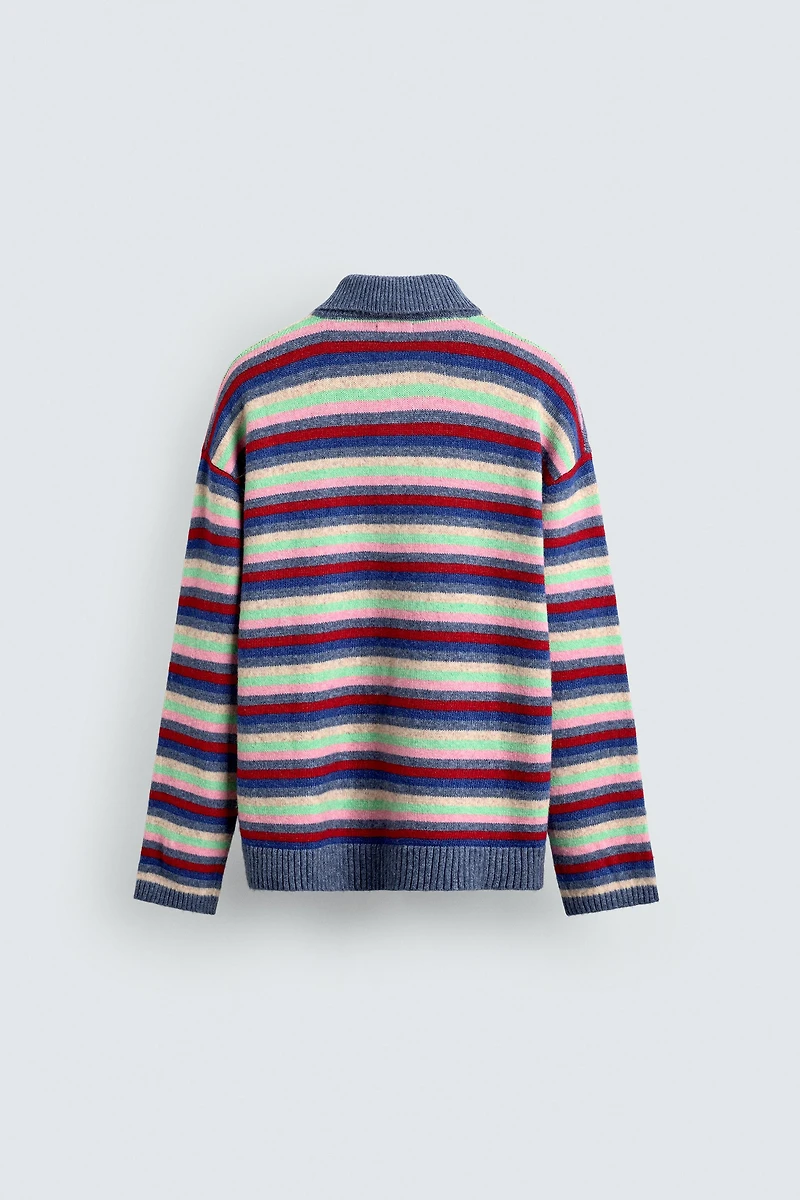JACQUARD STRIPED KNIT POLO SHIRT