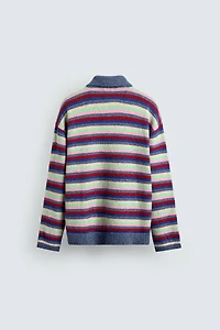 JACQUARD STRIPED KNIT POLO SHIRT