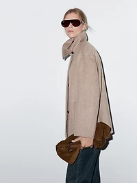 Manteau laine à col montant