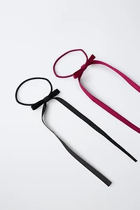 FOUR-PACK OF SOLID AND GINGHAM BOW HAIR TIES