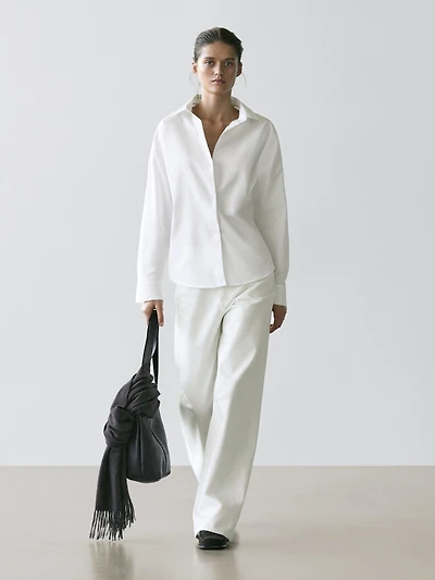 Cotton poplin shirt with dart detail