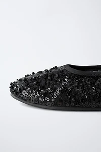 BUCKLE BALLET FLATS WITH PEARLS