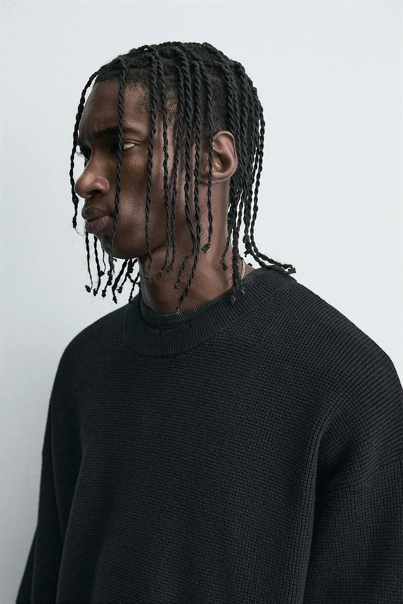 WAFFLE TEXTURED SWEATER