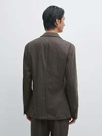 Striped wool blend suit blazer