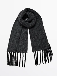 Alpaca blend knit scarf with fringing