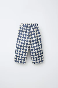 CHECKERED BAGGY TWILL PANTS
