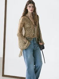 Flowing animal print blouse