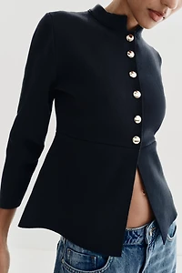 GOLD BUTTON PEPLUM CARDIGAN