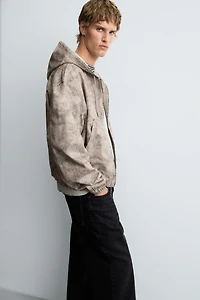 VESTE DÉLAVÉE À CAPUCHE