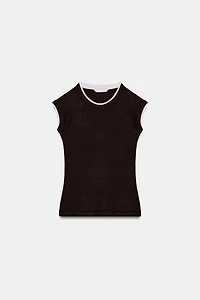 T-SHIRT EFFET DOUBLE MANCHE COURTE
