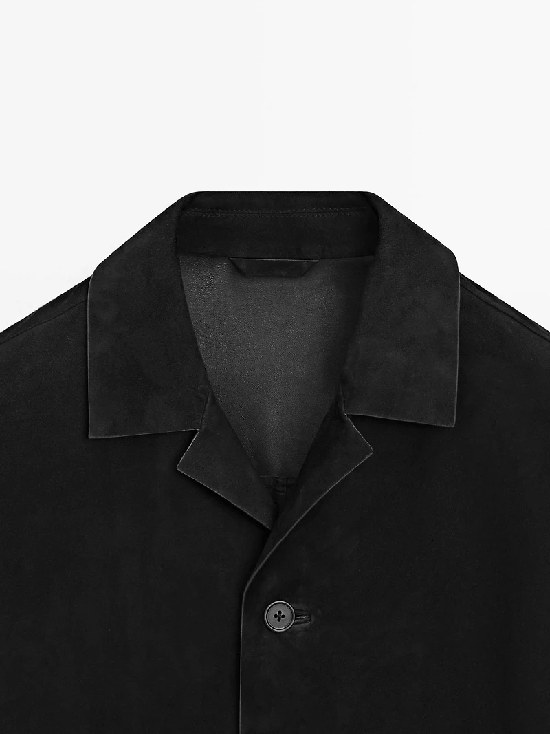 Suede leather jacket with pockets