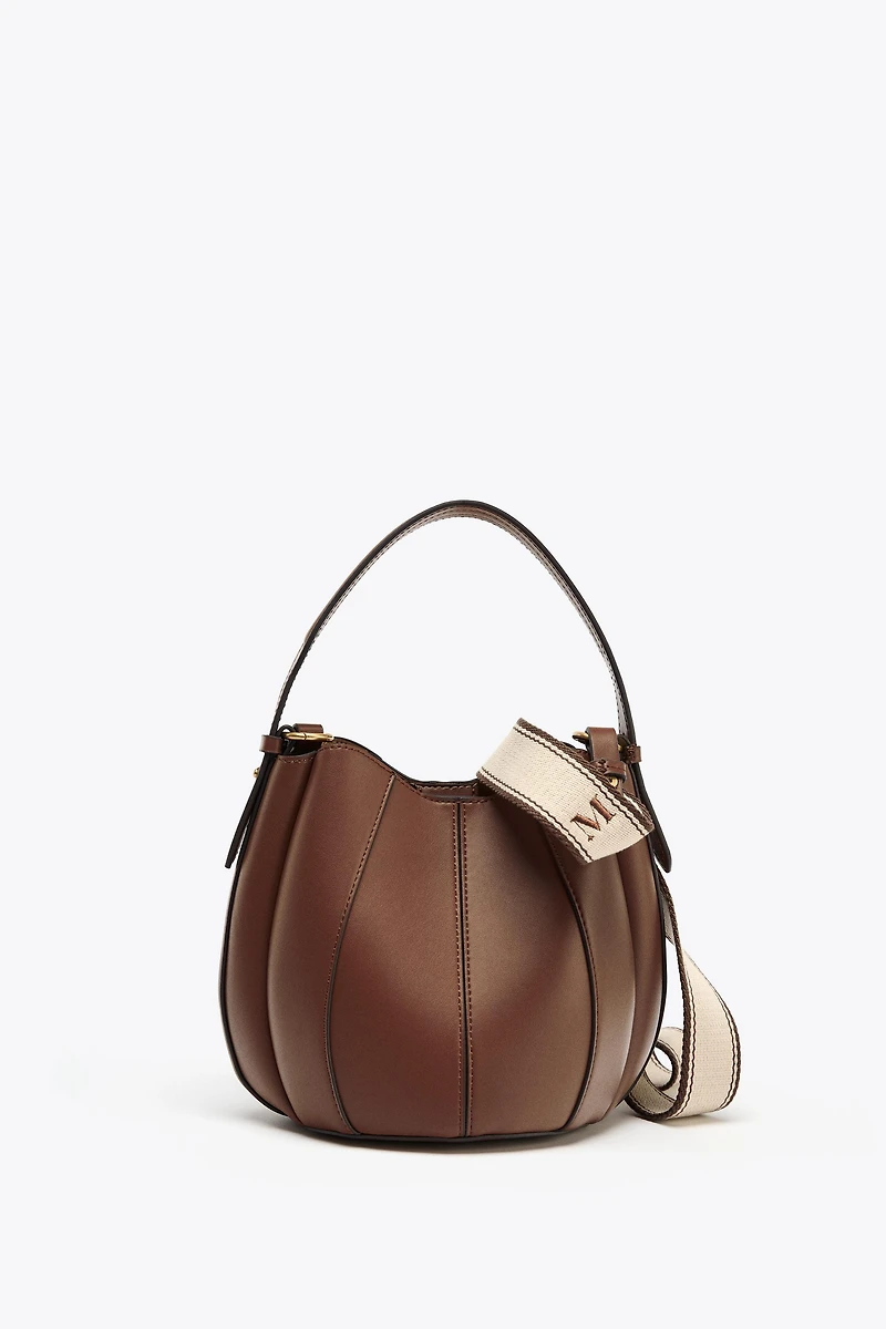 TOPSTITCHED BUCKET BAG