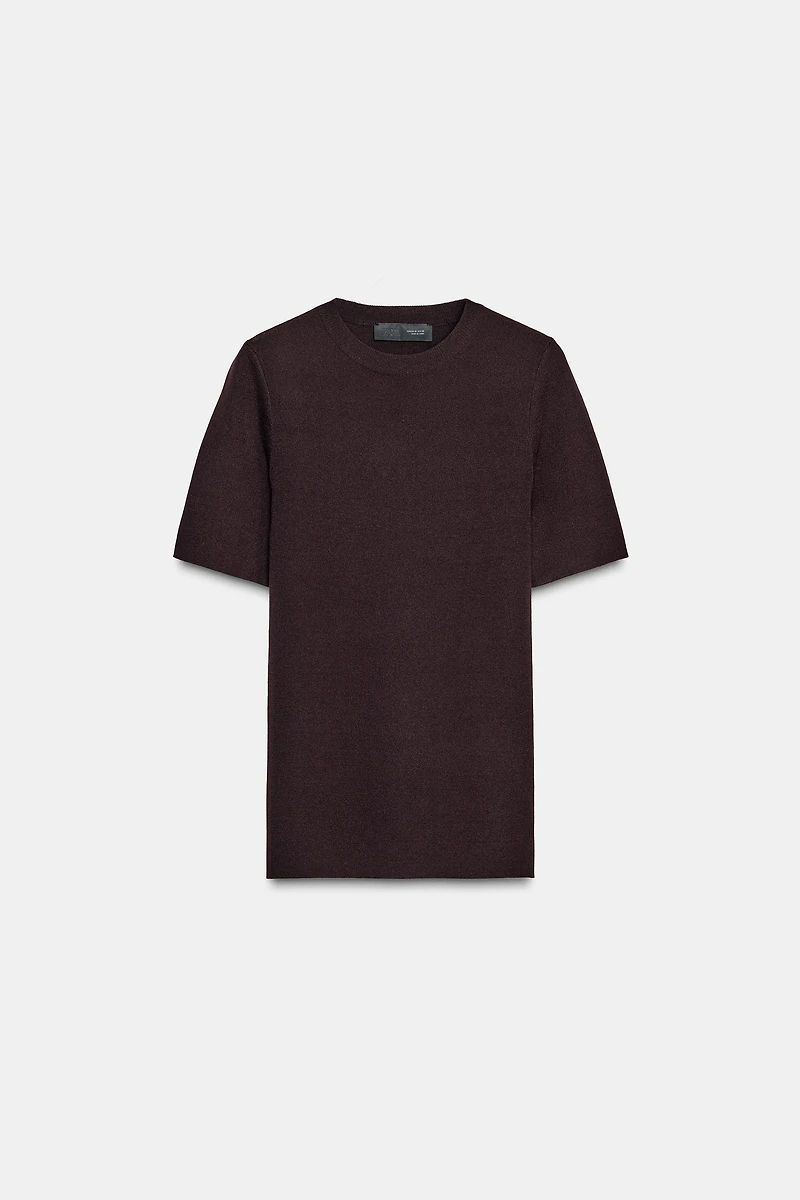 SHORT SLEEVE BASIC KNIT TOP