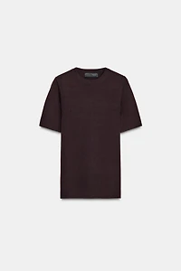 SHORT SLEEVE BASIC KNIT TOP