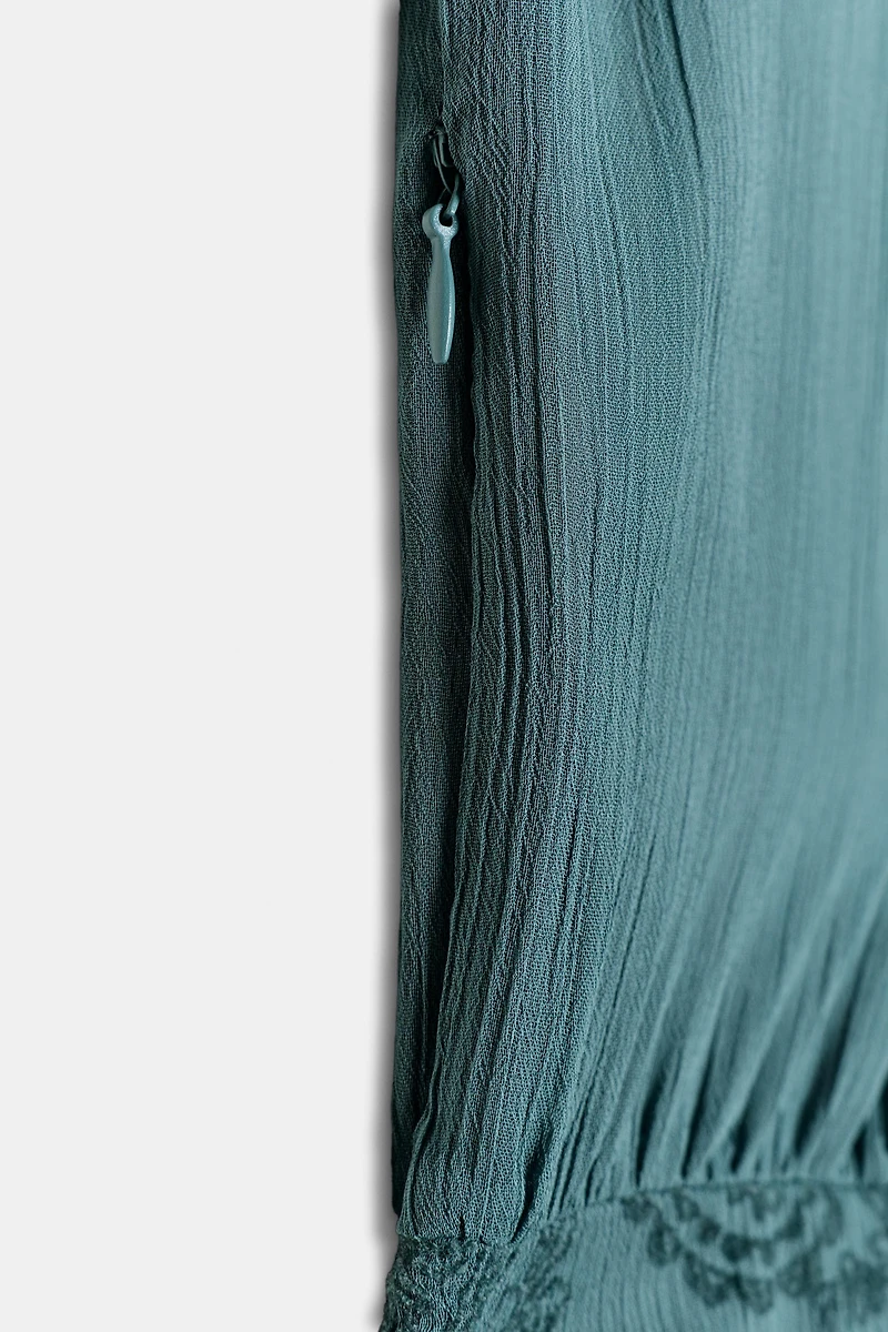 RUFFLED COMBINATION MINI DRESS