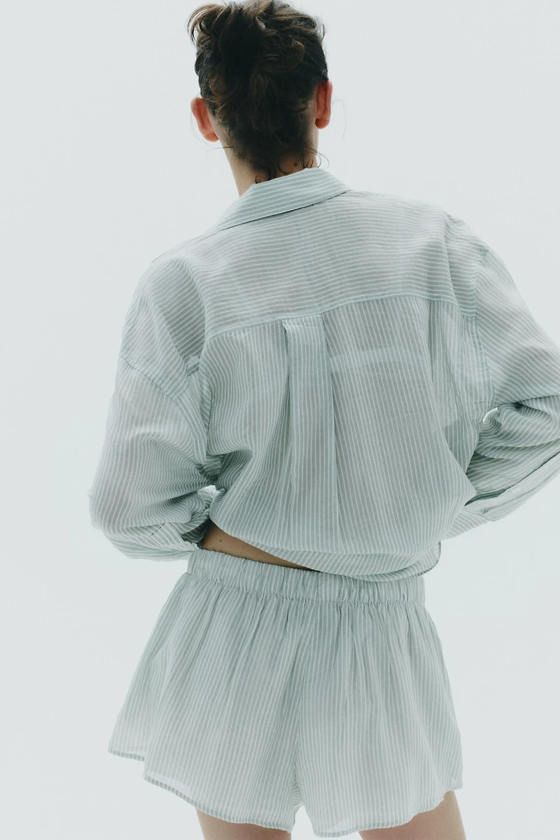 STRIPED GAUZE PAJAMA SHORTS