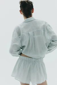 STRIPED GAUZE PAJAMA SHORTS