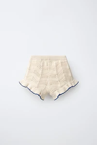 EMBROIDERED FLORAL KNIT SHORTS