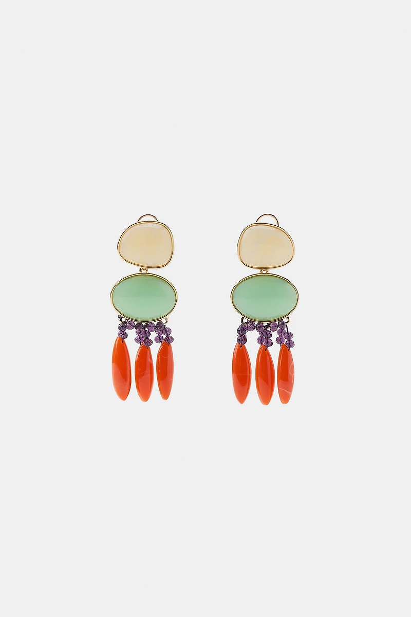 DOUBLE RESIN BEAD EARRINGS