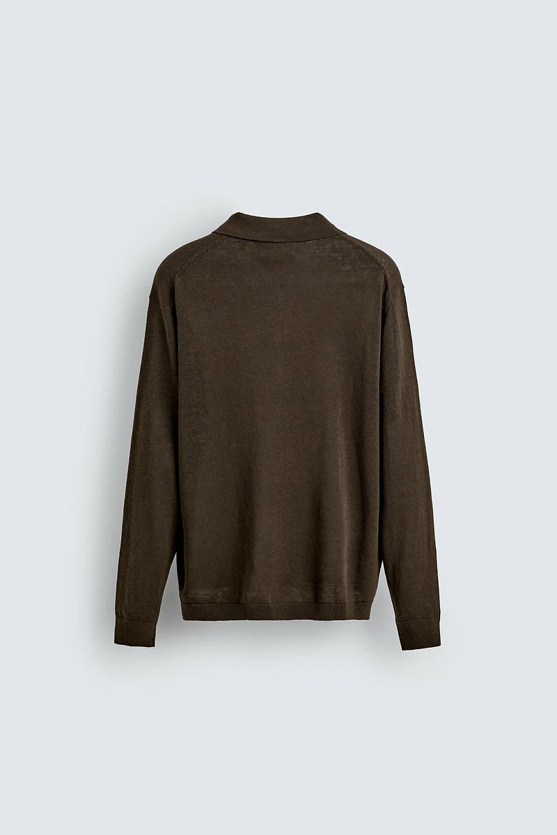 COTTON SILK KNIT POLO SHIRT