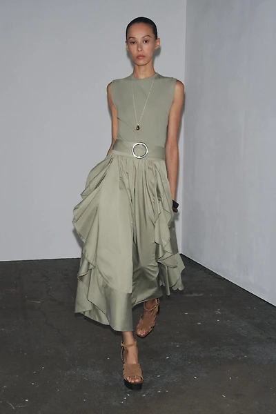 BELTED COMBINATION DRESS