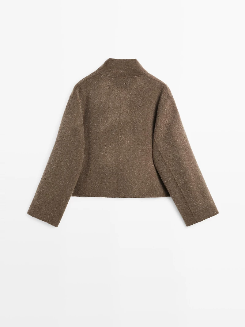 Veste courte cache-cœur en laine mélangée